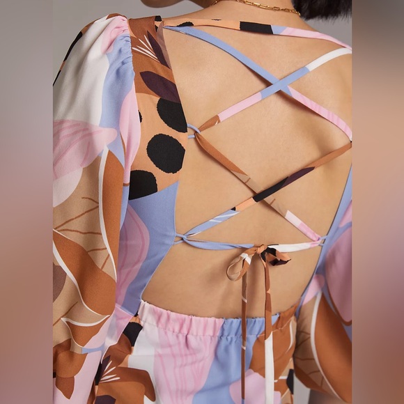 Hutch Anthropologie Bloom Wrap Midi Dress Women Small Pink Purple Multicolor - Picture 3 of 7